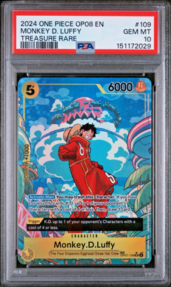 One Piece Monkey D. Luffy Treasure Rare TR OP08 Two Legends OP07-109 ENG PSA 10 - Image 1