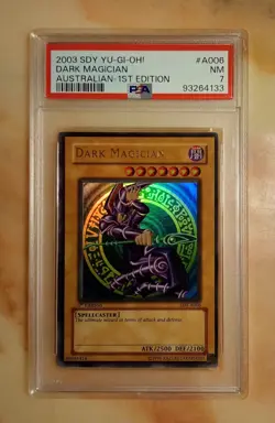 2002 Dark Magician PSA 7 Near Mint SDY-A006 1st Edition Miscut AUS Version! - Image 1