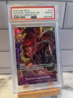 Eustass Captain Kid PSA 10 GEM MT Alt Art One Piece Card Game English OP05-074 - Image 1