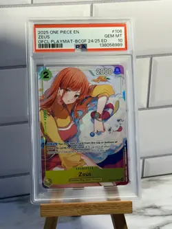 2025 ONE PIECE BANDAI CARD GAMES FEST 24-25 EDITION PROMOS OP11-106 ZEUS PSA 10 - Image 1