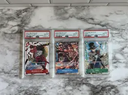 One Piece OP13 3rd Anniversary 3 Brothers Pack Promo Cards Set PSA 10 Sequential - Image 1