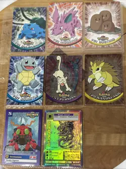 Lot of 6 Vintage Pokeman Cards + 2 Digimon Cards # 1109 - Image 1