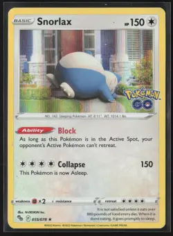 Snorlax Holo Rare Pokemon GO 055/078 LP Pokemon Card - Image 1