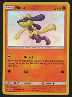 2019 Riolu SV21/SV94 Hidden Fates Shiny Vault Pokemon TCG Trading Card Game - Image 1
