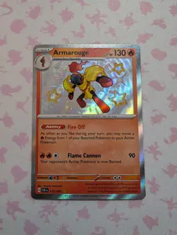 Pokemon TCG Armarouge Baby Shiny Holo Card 115/091 Paldean Fates - Image 1