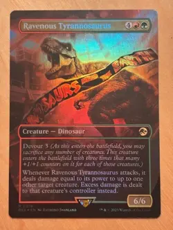 MTG Magic the Gathering Ravenous Tyrannosaurus Foil Borderless Universes Beyond - Image 1