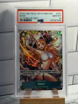 2026 One Piece Azure Sea's Seven Nami Super Rare Alt Art #OP14-031 PSA 10 - Image 1