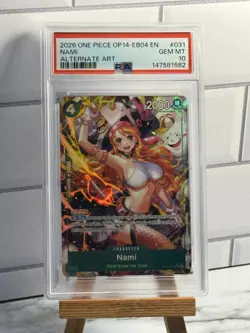 2026 One Piece Azure Sea's Seven Nami Super Rare Alt Art #OP14-031 PSA 10 - Image 1