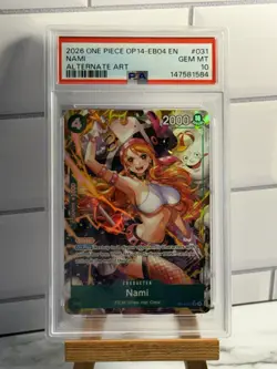 2026 One Piece Azure Sea's Seven Nami Super Rare Alt Art #OP14-031 PSA 10 - Image 1