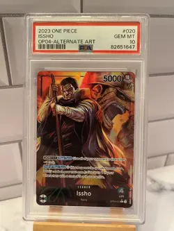 PSA 10 English One Piece OP04-020 Issho Alternate Art Kingdoms of Intrigue - Image 1