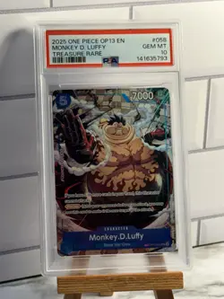 2025 ONE PIECE OP13 OP11-058 CARRYING ON HIS WILL MONKEY D LUFFY TR PSA 10 - Image 1