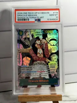 2026 ONE PIECE MANGA ALTERNATE ART OP14-EB04-119 DRACULE MIHAWK PSA 10 - Image 1