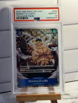 2025 ONE PIECE OP13 058 CARRYING ON HIS WILL MONKEY D LUFFY TREASURE RARE PSA 10 - Image 1