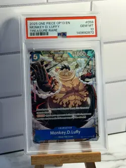 2025 ONE PIECE OP13 OP11-058 CARRYING ON HIS WILL MONKEY D LUFFY TR PSA 10 - Image 1