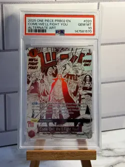 2025 ONE PIECE OP09-020 PRB02 COME WE'LL FIGHT YOU EVENT ALT ART SHANKS PSA 10 - Image 1