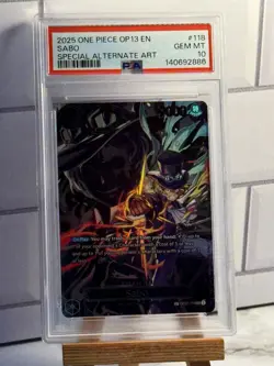 2025 ONE PIECE OP13 CARRYING ON HIS WILL SPECIAL ALT ART SABO OP07-118 PSA 10 - Image 1