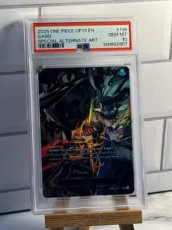 2025 ONE PIECE OP13 CARRYING ON HIS WILL SPECIAL ALT ART SABO OP07-118 PSA 10 - Image 1