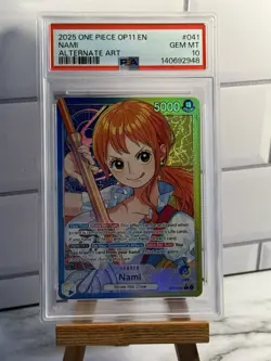 2025 One Piece NAMI OP11-041 Alt Art Leader PSA 10 GEM MT - Image 1