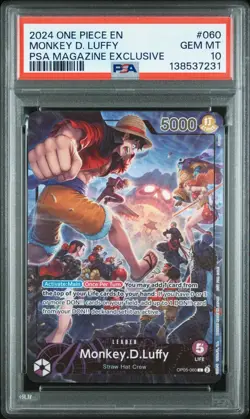 One Piece PSA 10 Monkey D. Luffy 060 PSA Magazine Exclusive Promo 2024 English - Image 1
