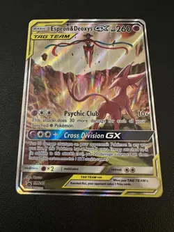 Pokemon TCG Espeon & Deoxys GX SM240 Black Star Promo Holo Card - Image 1