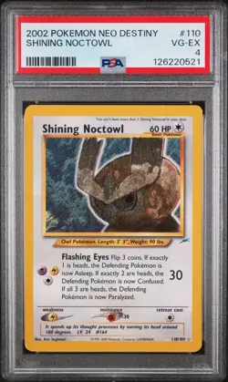 PSA 4 VG-EX Shining Noctowl Neo Destiny Holo Rare Pokemon Card 110/105 - Image 1