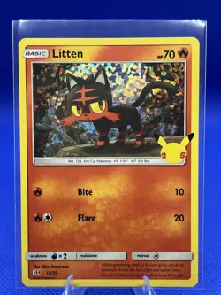 2021 Pokemon McDonalds Celebrations 25th Litten 15 /25 Confetti Holo Promo - Image 1
