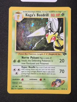Koga's Beedrill 9/132 Gym Challenge Holo Rare 2000 80 HP English WOTC - Image 2