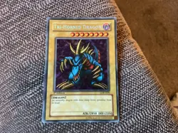 2002 Yugioh Tri-Horned Dragon LOB-000 Secret Rare 1st Edition LP/ MP - Image 2