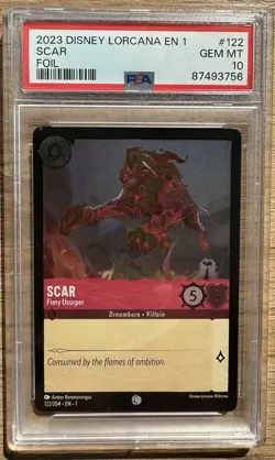 Scar 122/204 Common COLD FOIL Disney Lorcana #122 - PSA 10 GEM MINT - Image 1