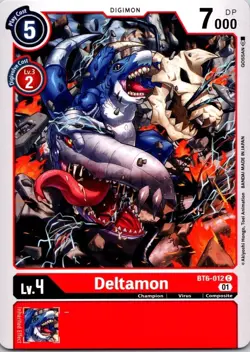 Deltamon BT6-012 Red Common Champion Digimon CCG Card - Image 1