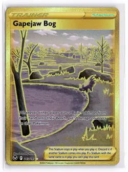 Pokemon TCG Gapejaw Bog (Gold) 213/195 SWSH12: Silver Tempest Secret Rare NM - Image 1