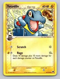 Totodile 67/101 Common Dragon Frontiers Pokemon Delta Species Non-Holo - Image 1