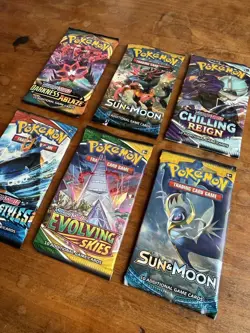 Pokemon TCG 6-Pack English Booster Lot: Darkness Ablaze, Evolving Skies - Image 3