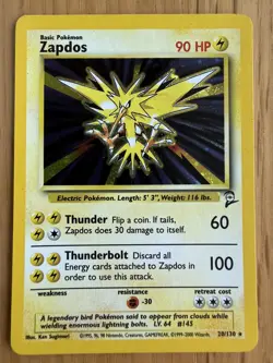 Zapdos 20/130 Holo Rare Pokemon Base Set 2 WOTC 2000 - Image 1
