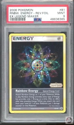 Rainbow Energy Reverse Holo 81/92 Legend Maker Pokemon PSA 9 - Image 1
