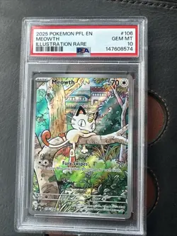 Meowth 106/094 - 2025 Pokemon Phantasmal Flames - Illustration Rare - PSA 10 - Image 1