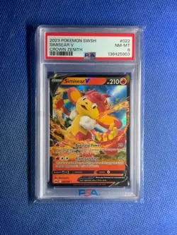 2023 Pokemon SWSH Simisear V Crown Zenith 022/159 PSA 8 - Image 1