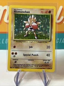 Hitmonchan #7 Holo Rare Pokemon TCG 1999 Base Set Unlimited MP Moderately Played - Image 3