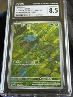 CGC 8.5 NM/Mint+ 151 Bulbasaur 166 Illustration Rare English Pokemon TCG - Image 1