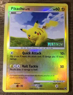 Pokemon Pikachu 70/100 [Platinum] Stamped Reverse Holo Burger King Promo - Image 1