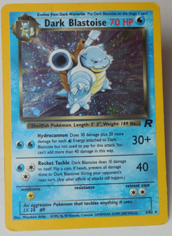 Dark Blastoise 3/82 Rare Holo Team Rocket Set Pokemon Creases see Pics HP/DMG - Image 1