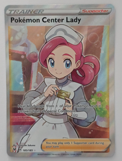 Pokemon Center Lady 185/185 Vivid Voltage LP Full Art Ultra Rare Pokemon Card - Image 1