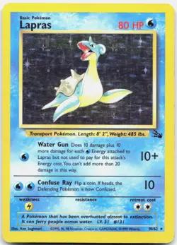 Pokemon TCG Lapras (10) Fossil Holo Rare 10/62 Unlimited Holo - Image 1