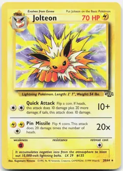 Pokemon TCG Jolteon (20) Jungle Rare 20/64 Unlimited - Image 1