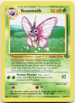 Pokemon TCG Venomoth (29) Jungle Rare 29/64 Unlimited - Image 1