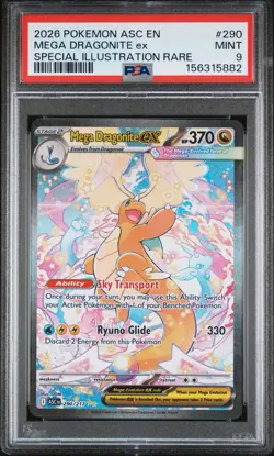 2026 Pokemon Ascended Heroes #290 Mega Dragonite EX Illustration Rare PSA 9 - Image 1