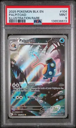 2025 POKEMON BLK EN-BLACK BOLT ILLUSTRATION RARE #104 PALPITOAD PSA 9 - Image 1