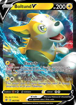 Boltund V 067/192 Holo V Rare Rebel Clash Pokemon Near Mint - Image 1