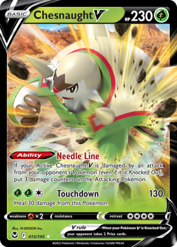 Chesnaught V 015/195 Holo V Rare Silver Tempest Pokemon Near Mint - Image 1