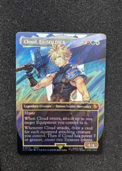 MTG Final Fantasy Cloud Ex-Soldier Character Borderless Surge Foil NEAR MINT - Image 1